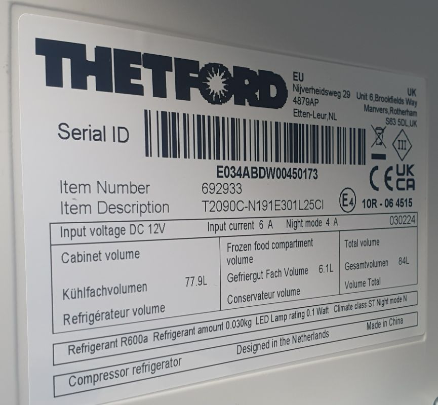 Thetford T2090C refrigerator 